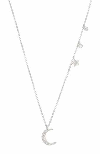 Cubic Zirconia Moon Pendant Necklace