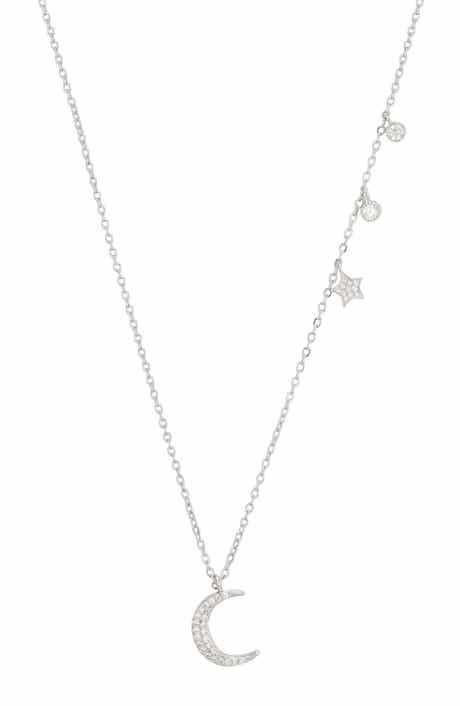 Cubic Zirconia Moon Pendant Necklace