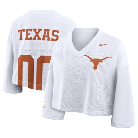 Women's Nike White Texas Longhorns Cropped Mesh Dri-FIT Fashion Jersey