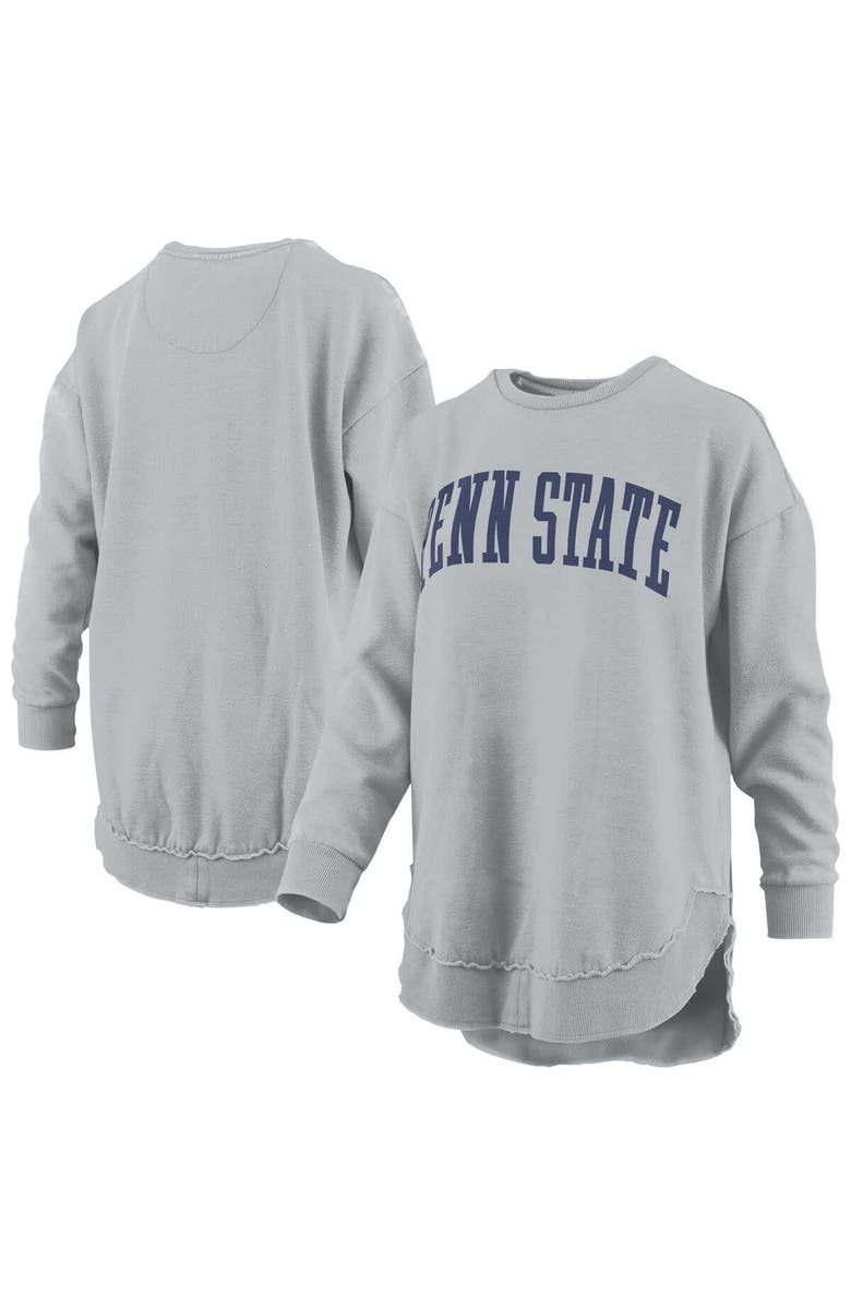 PRESSBOX Women's Pressbox  Gray Penn State Nittany Lions Melange Poncho Vintage Fleece Long Sleeve Pullover Sweatshirt, Main, color, Gray