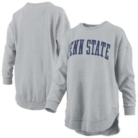 Women's Pressbox  Gray Penn State Nittany Lions Melange Poncho Vintage Fleece Long Sleeve Pullover Sweatshirt