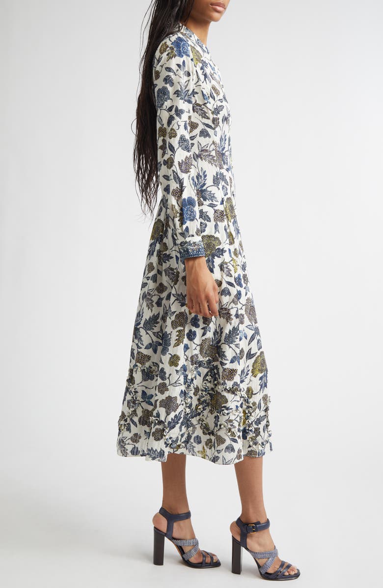 Ulla Johnson Laurentine Floral Print Long Sleeve Dress, Alternate, color, Porcelain