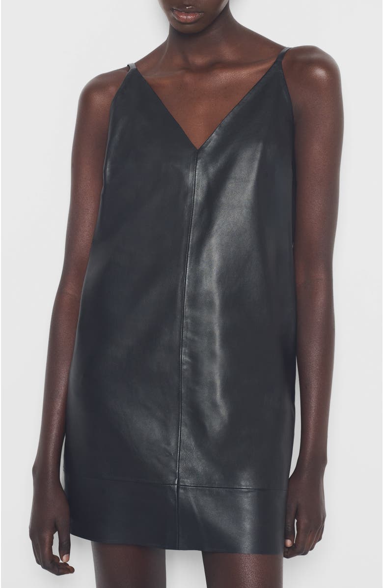 AS by DF Ryder Upcycled Leather Dress, Alternate, color, Black