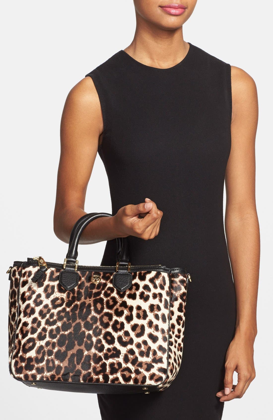 'Robinson' Genuine Calf Hair & Leather Tote, Alternate, color, SNOW LEOPARD