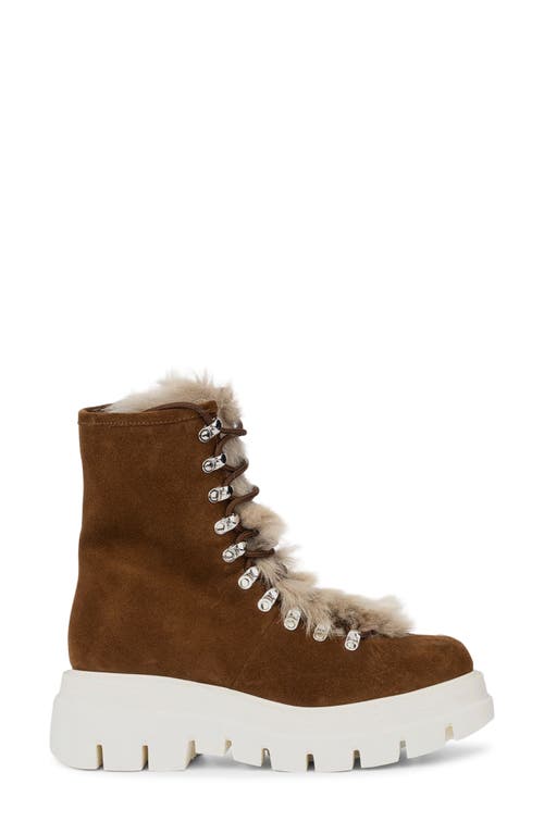 Aquatalia Ivanya Suede & Genuine Shearling Lug Boot In Brown