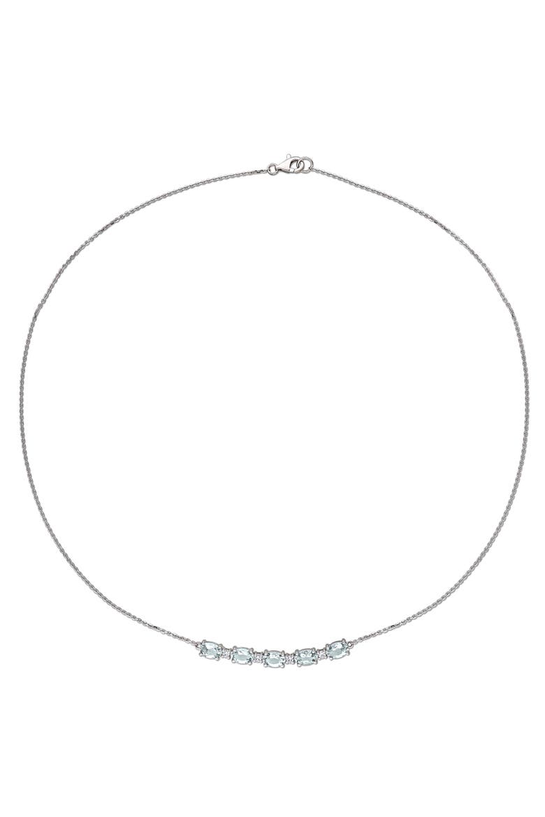 Aquamarine & Diamond Bar Necklace 14k, Alternate, color, Aquamarine