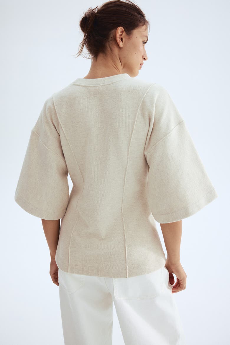 Loose-fit Fine-knit Top, Alternate, color, Light beige melange