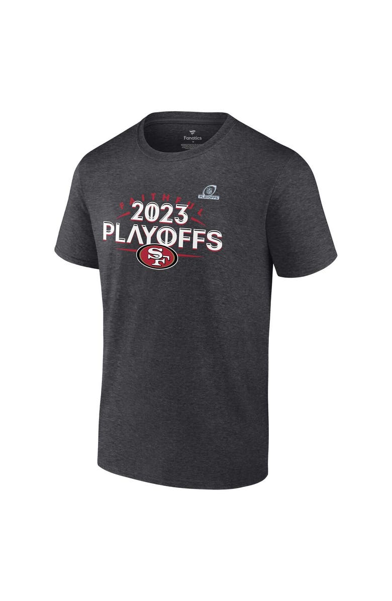 FANATICS Men's Fanatics Branded Heather Charcoal San Francisco 49ers 2023 NFL Playoffs T-Shirt, Alternate, color,