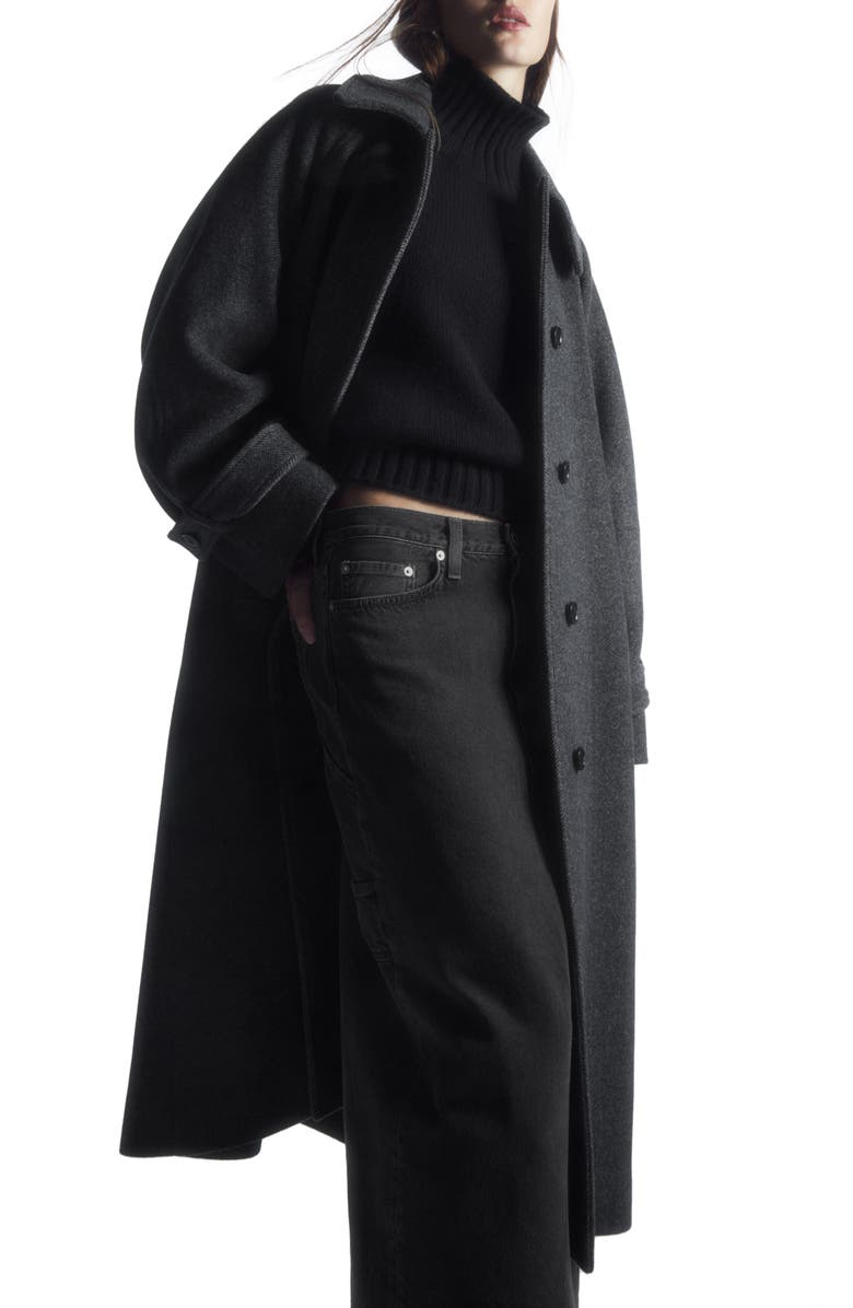 COS Oversize Herringbone Recycled Wool Blend Coat, Alternate, color,