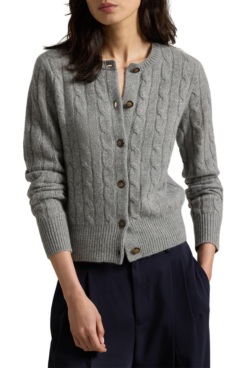 Polo Ralph Lauren Cashmere Cable Cardigan, Main, color, 