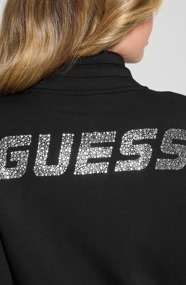 GUESS Ceclilia Crystal Logo Scuba Knit Zip Hoodie, Alternate, color, 