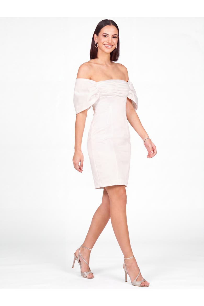 Beaded Faux-Wrap V-Neck Bridal Gown, Alternate, color, Ivory