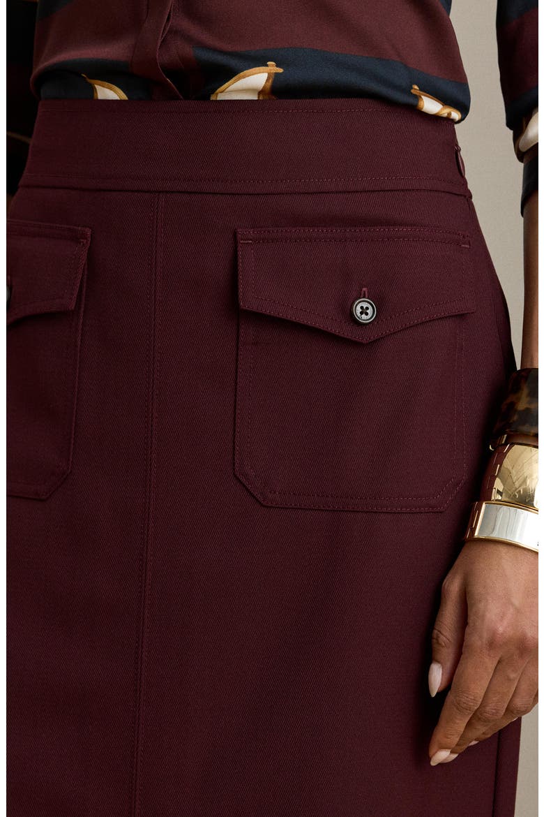 Wool Blend Pencil Skirt, Alternate, color, DARK GARNET