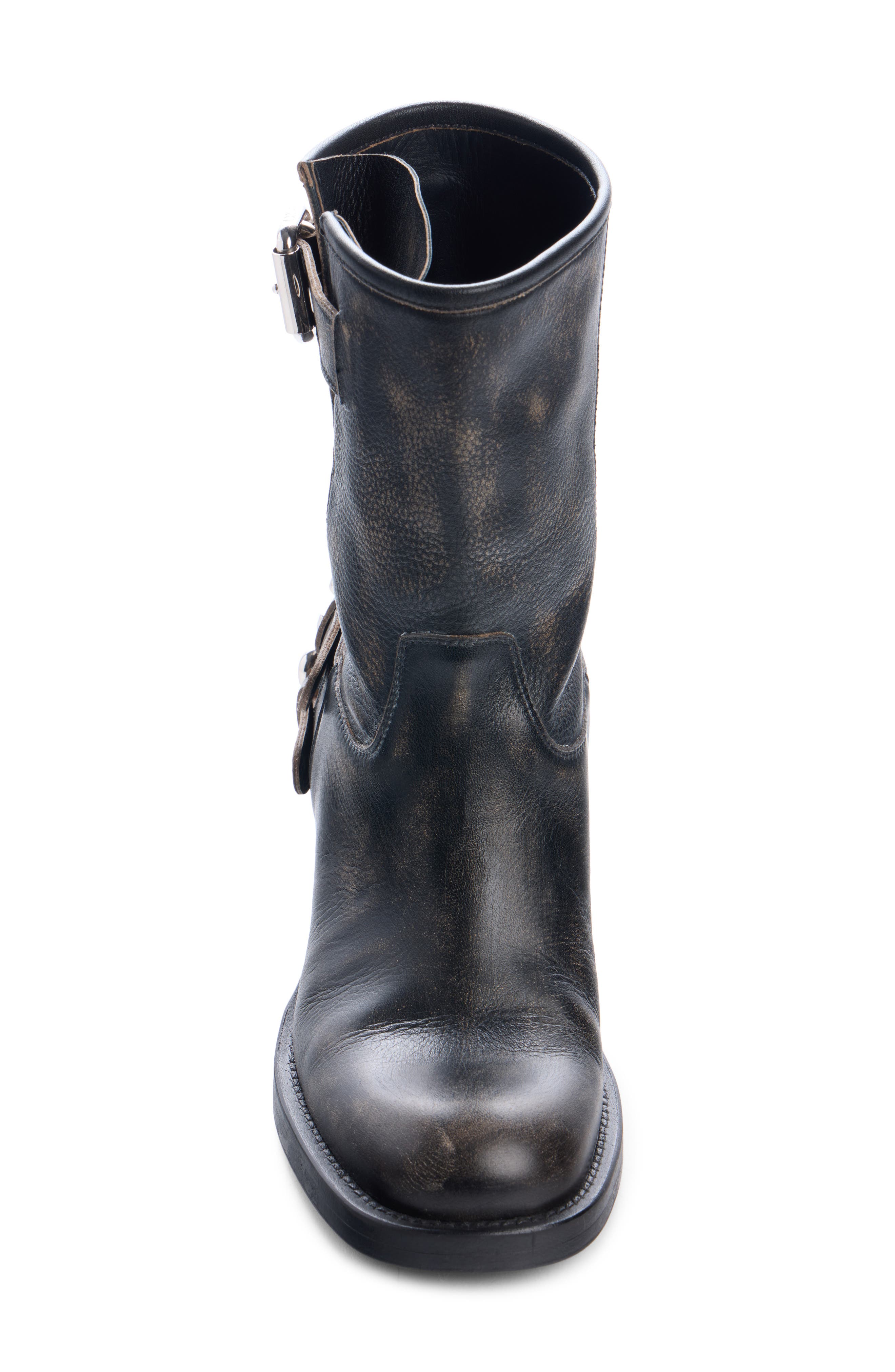 Chloé Dakota Block Heel Biker Boot, Alternate, color, Black