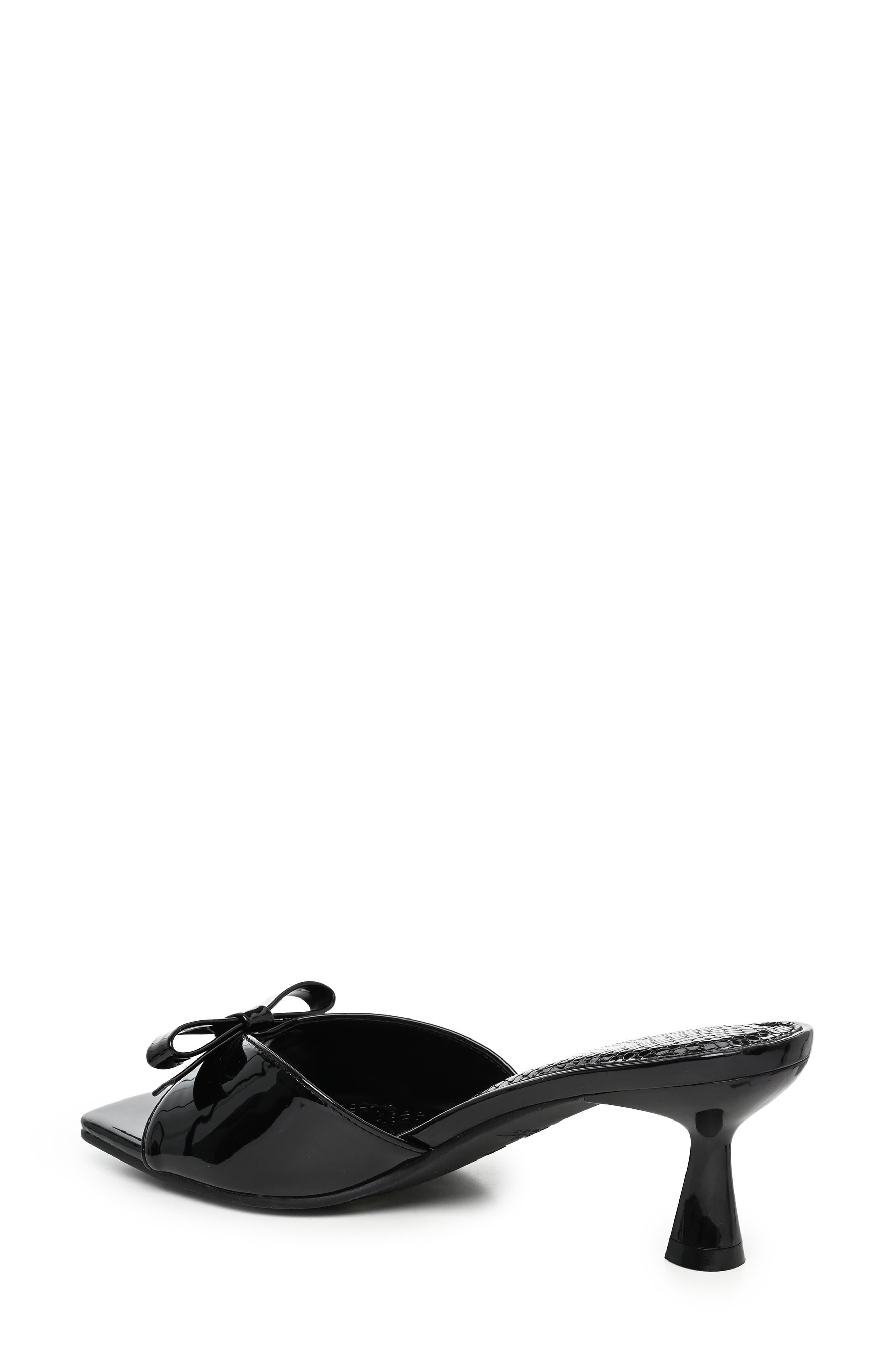 Bow Heeled Sandal, Alternate, color, BLACK PATENT SNAKE