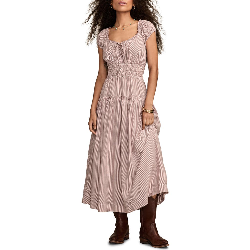 Lucky Brand Smocked Waist Midi Dress In Neutral