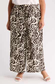 Adrianna Papell Print Wide Leg Drawstring Pants
