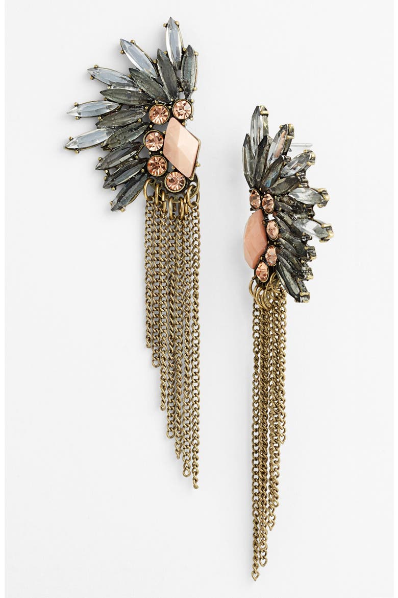 'Fan - Glam' Earrings, Main, color, ANTIQUE GOLD PINK GREY