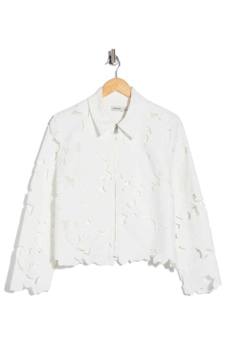 Simkhai Quinn Floral Cutout Jacket, Main, color, White