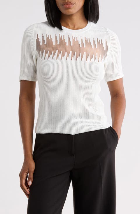 Ribbed Short Sleeve Sweater