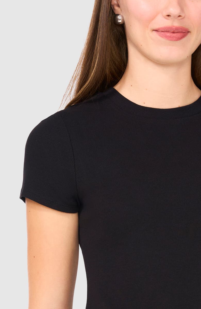 Halogen<sup>®</sup> Rib Stretch Cotton T-Shirt, Alternate, color, Rich Black