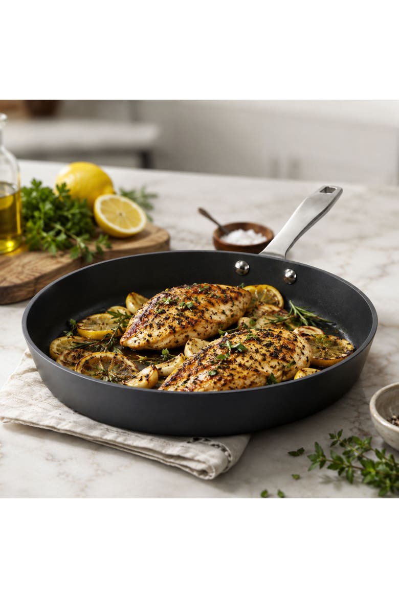 Maestro 11-Inch Ceramic Nonstick Frying Pan Skillet, Induction Ready, Oven Safe to 400°F, Alternate, color, Black 8 inch