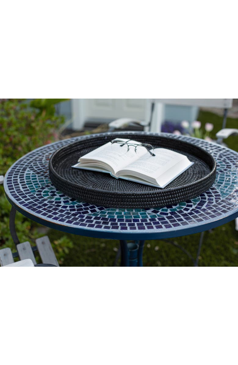 Artifacts Trading Company<sup>™</sup> Artifacts Rattan Round Serving / Ottoman Tray, Alternate, color, Tudor Black