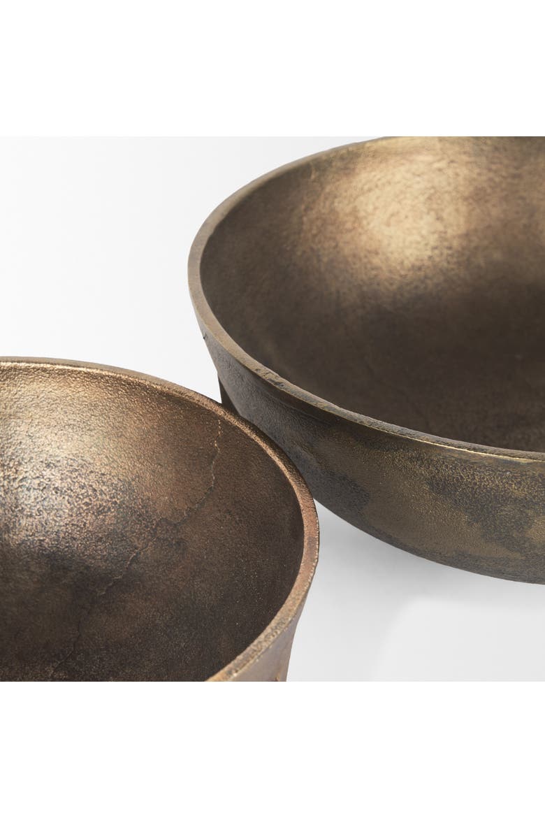 Quita Large Metal Decorative Bowls Set of 2, Alternate, color, Metallic Gold