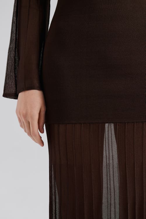 Malina Haisley Sheer Knitted Maxi Dress In Brown