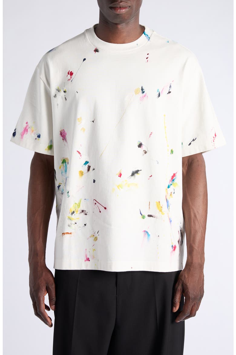 Oversize Painted Cotton T-Shirt, Main, color, CHALK