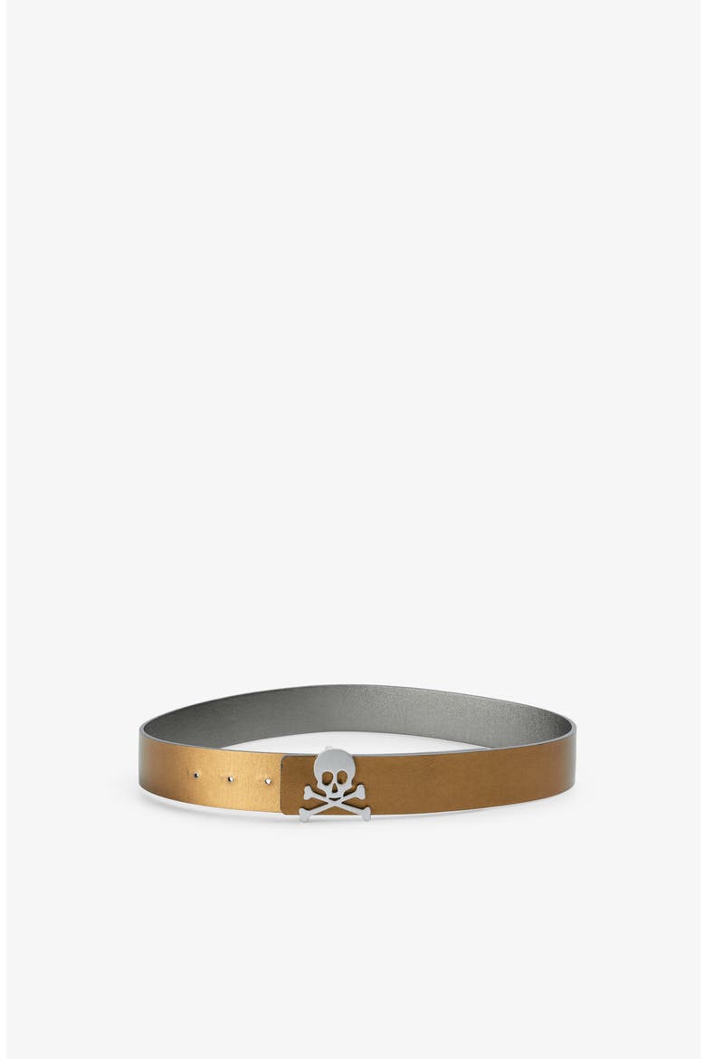 Reversible Leather Belt, Alternate, color, GoldSilver