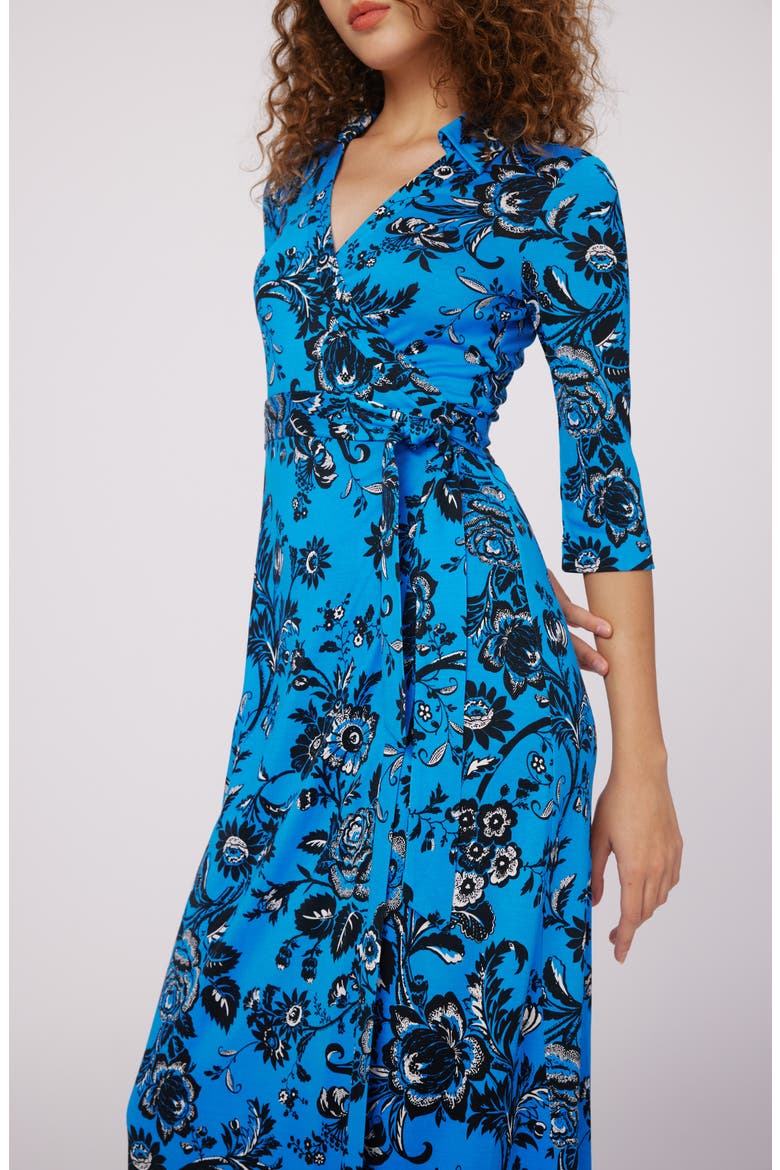 Abigail Floral Silk Wrap Maxi Dress, Alternate, color, NIGHT VINE BLUE LG
