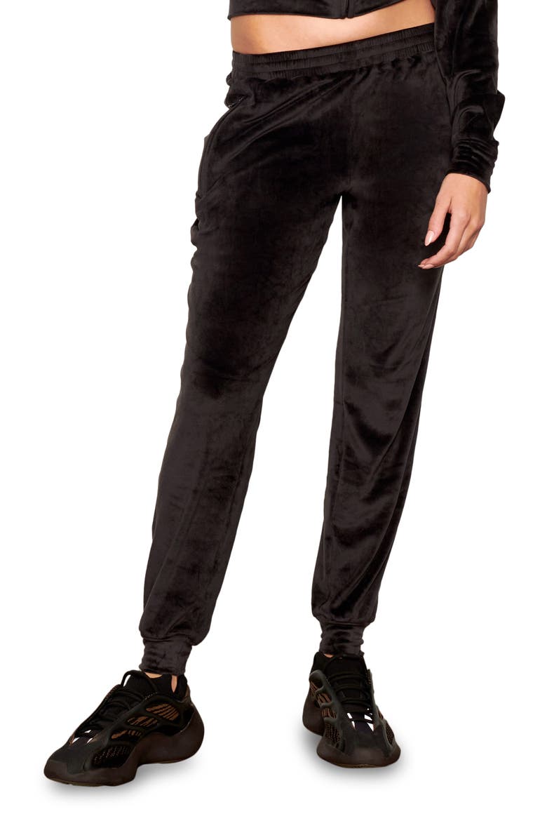 Velour High Waist Joggers, Main, color, SOOT