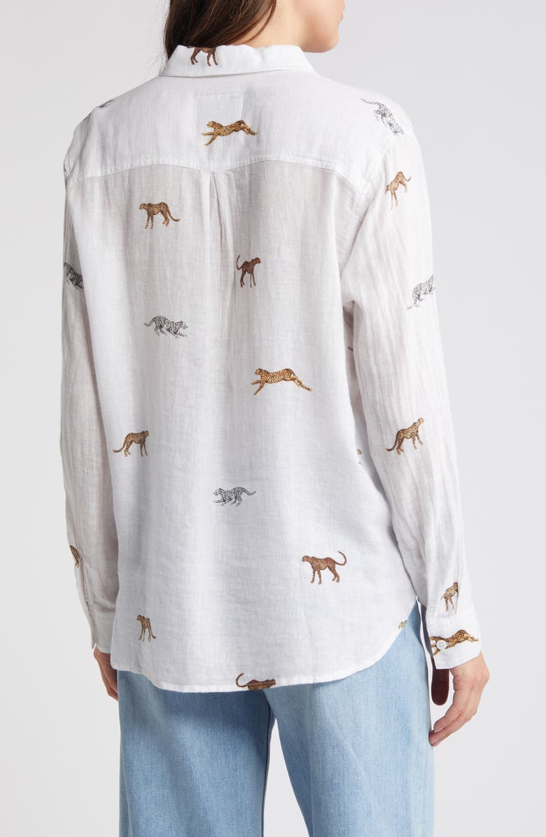 Rails Charli Cheetah Print Linen Blend Button-Up Shirt, Alternate, color,