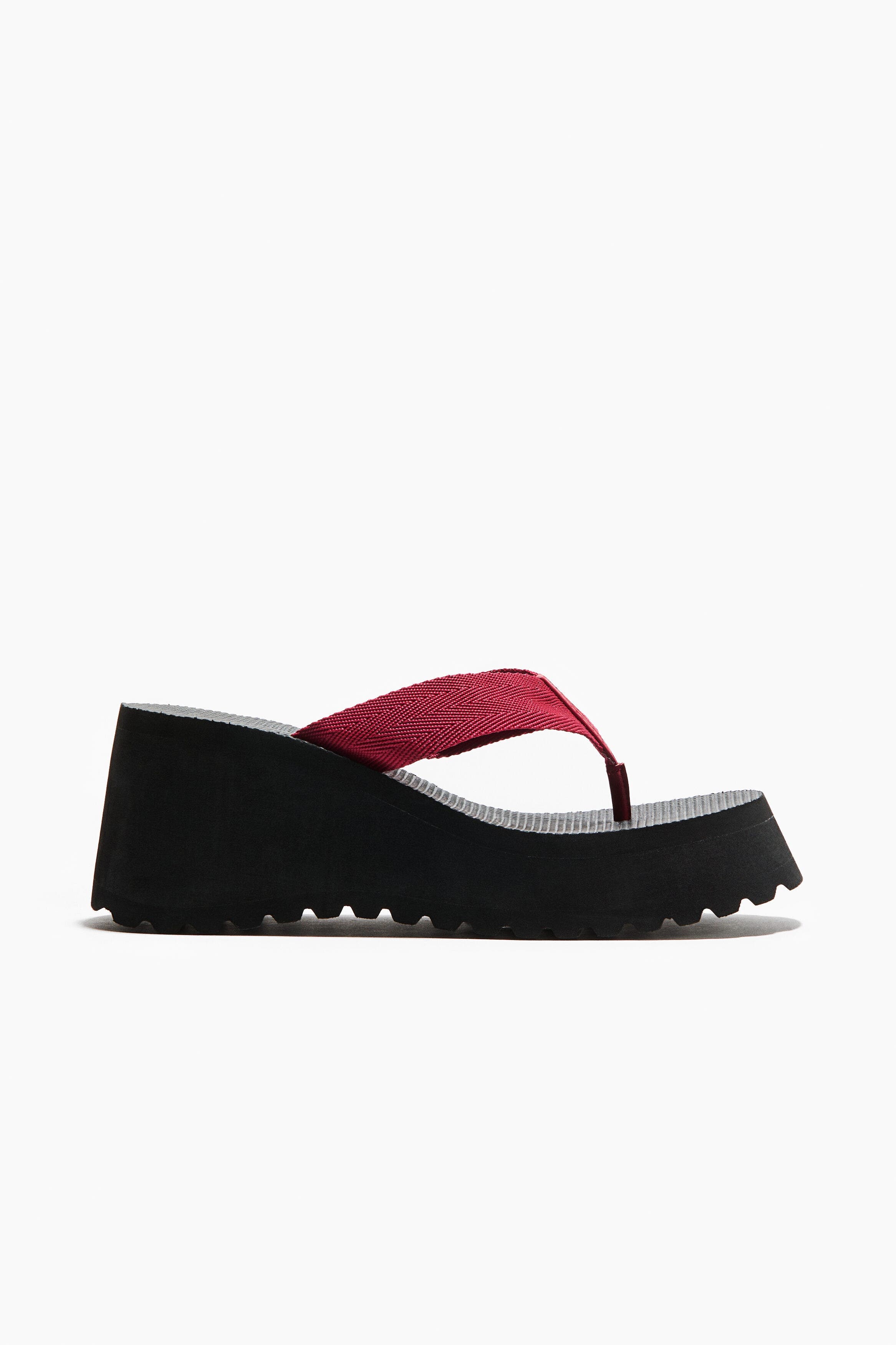 H&M Wedge-heeled Flip-flops, Main, color, Red/Black