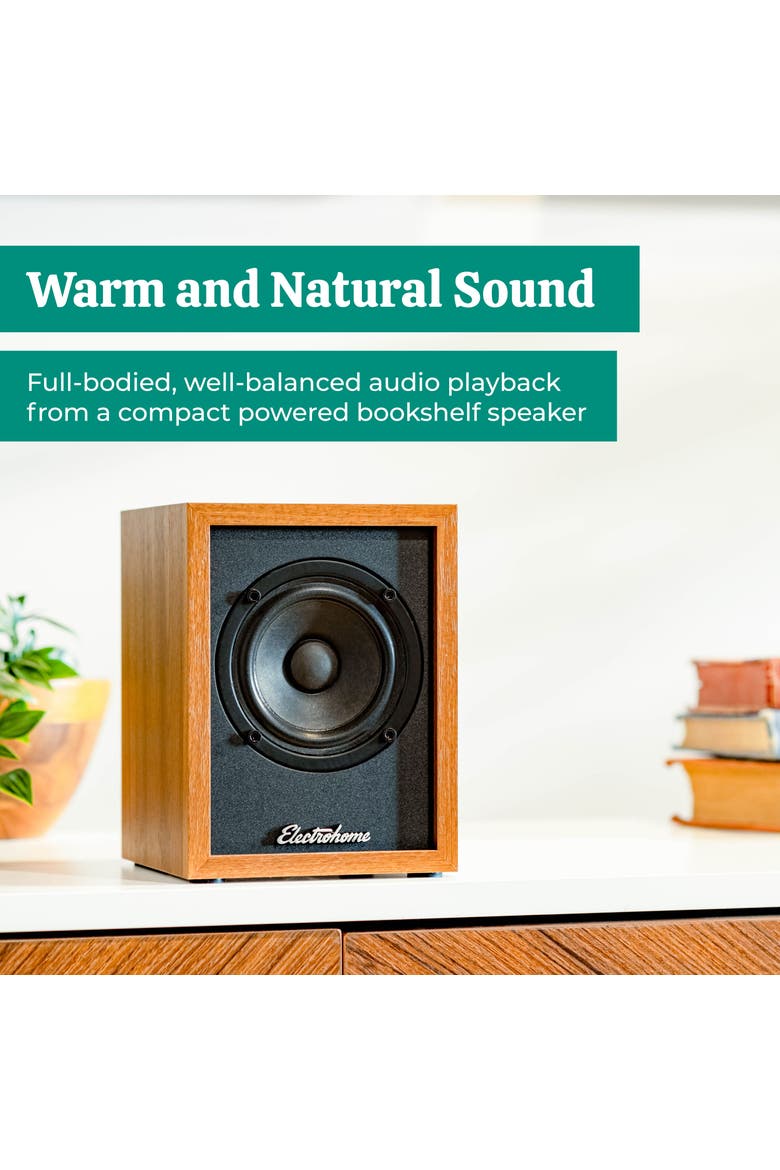 Huntley Powered Bluetooth Bookshelf Speakers, Alternate, color, Teak