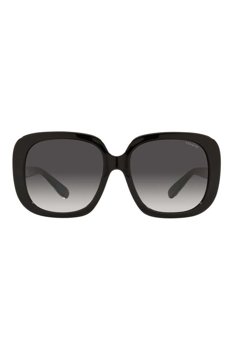 56mm Square Sunglasses, Main, color, BLACK