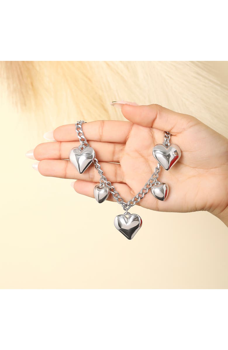 Jessica Simpson Five Heart Necklace, Alternate, color, Silver