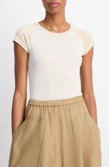 Colorblock Raglan Cap Sleeve Pima Cotton T-Shirt