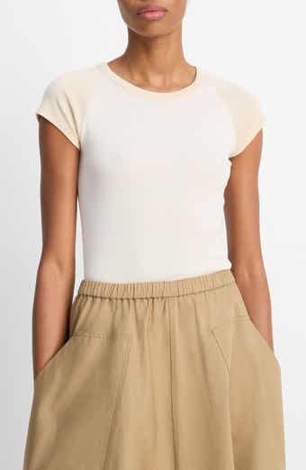 Colorblock Raglan Cap Sleeve Pima Cotton T-Shirt
