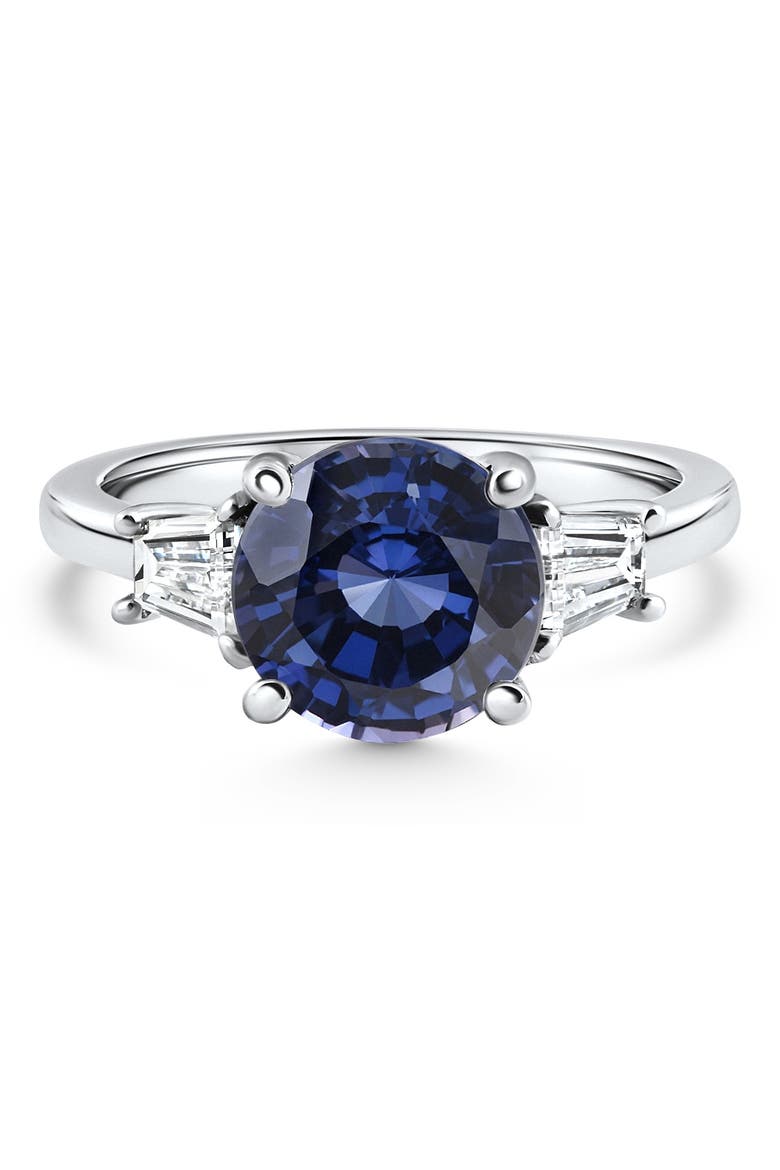 4 3/4Ct Blue Sapphire & Diamond Engagement Anniversary Ring Gold Lab Grown, Main, color, 10k White Gold