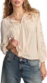 Lucky Brand Embroidered Peasant Top