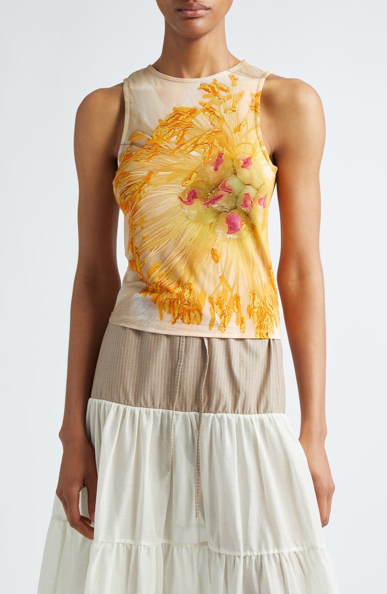 Paloma Wool Peonia Flower Print Tank, Main, color, 