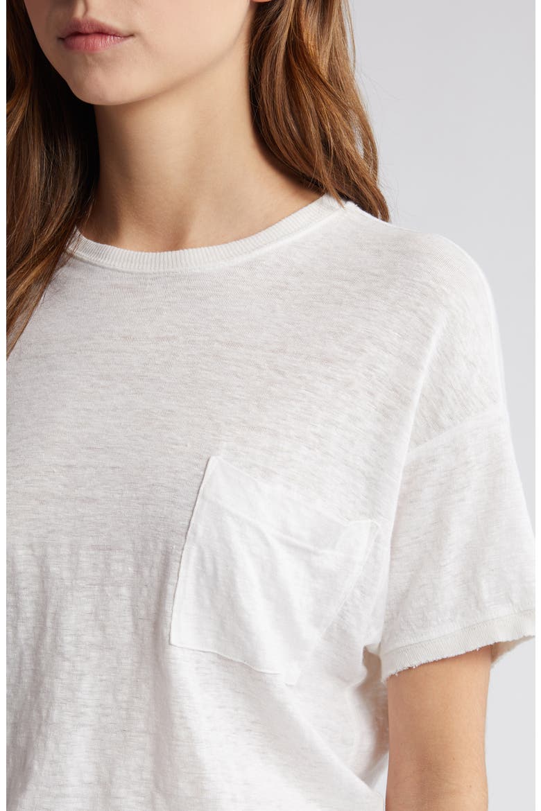 Pocket Organic Linen T-Shirt, Alternate, color, WHITE