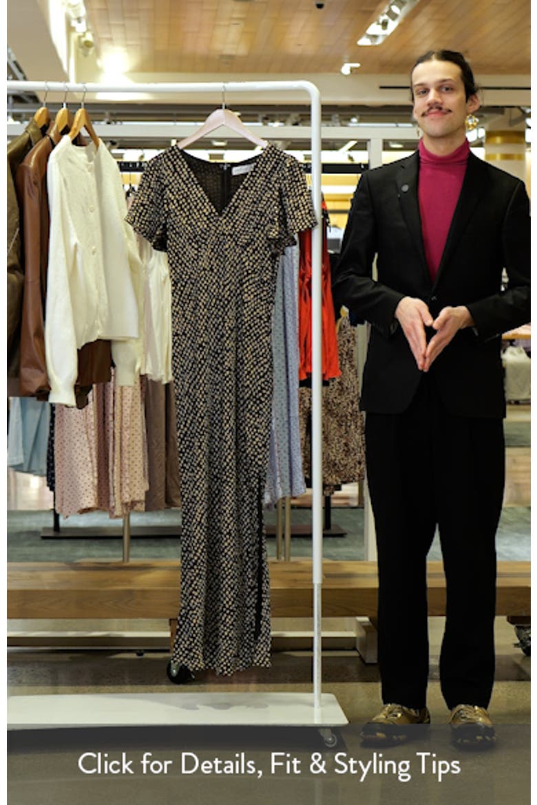 Flossy Print Flutter Sleeve Satin Maxi Dress video