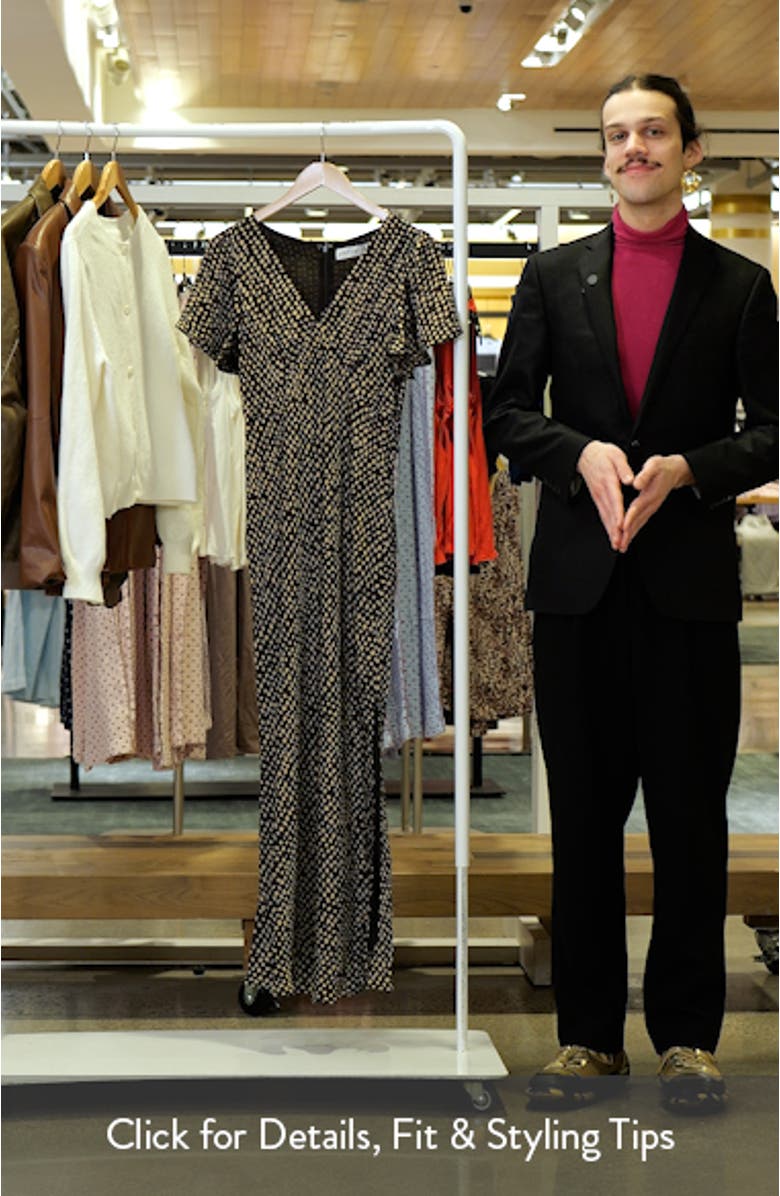 Flossy Print Flutter Sleeve Satin Maxi Dress, sales video thumbnail