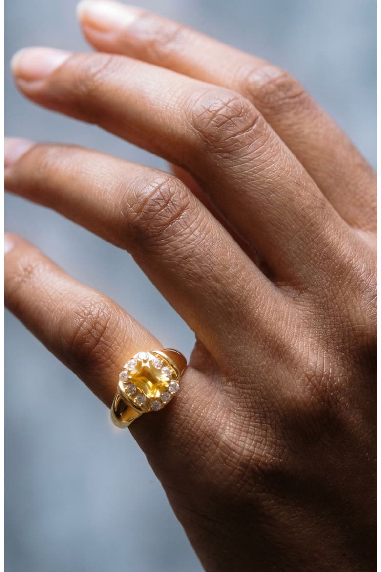 Cubic Zirconia Pinky Ring, Alternate, color, GOLD