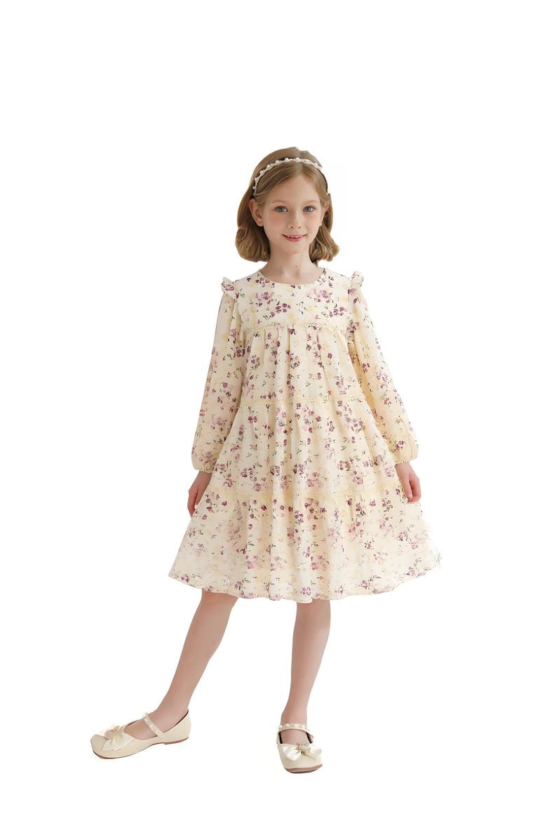 Floral Ruffle Dress, Alternate, color, White