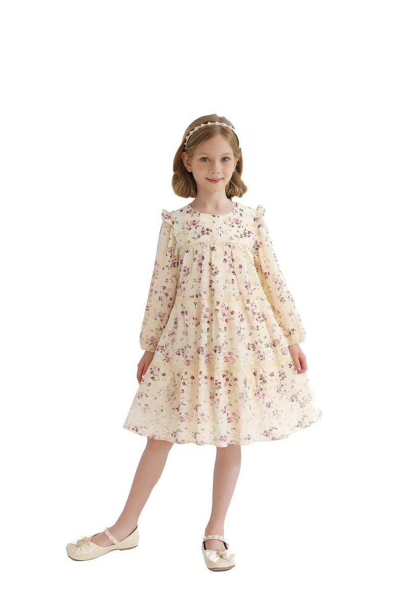 Sweet Cactus Floral Ruffle Dress, Alternate, color, White