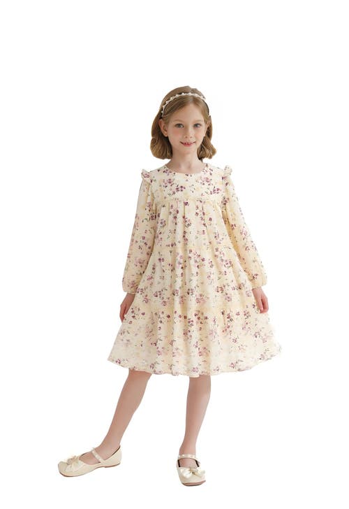 Sweet Cactus Floral Ruffle Dress In Neutral